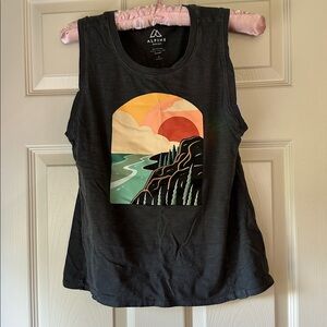 Alpine Black Tank with Scenic Graphic